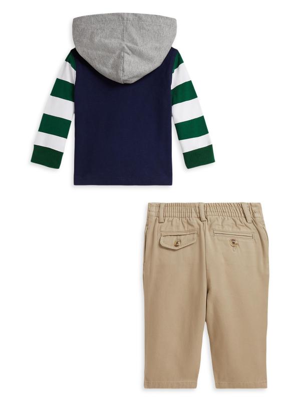 #2: طقم هودي وبنطال الرجبي من قطعتين للأولاد الصغار - متعدد الألوان باللون الأزرق الداكن المكرر