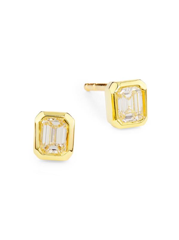 أقراط Tiny Treasures من الذهب الأصفر عيار 18 قيراطًا والياقوت و0.35 TCW