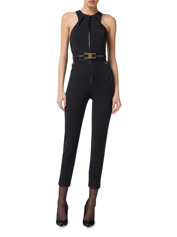 【希少】ELISABETTA FRANCHI ラペル＆ボタン付き ジャケット 3色 ELISABETTA FRANCHI - LEATHER BIKER JACKET WITH LOGO BELT