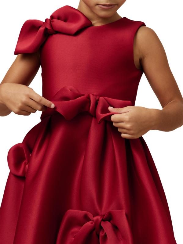 #2: فستان جوي سكوبا مزين بقوس للفتيات الصغيرات والبنات - أحمر