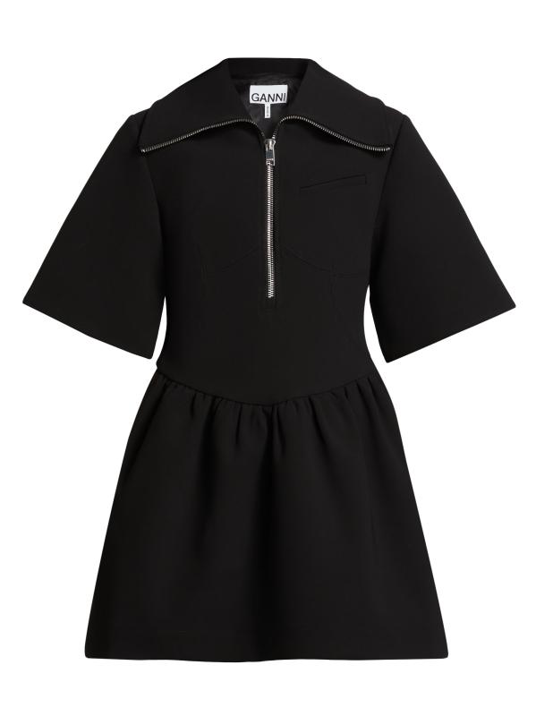 【GANNI】ジップ付き クレープ ミニドレス ＊関税/送料込み GANNI - ボンデッドクレープジップミニドレス をオンライン購入