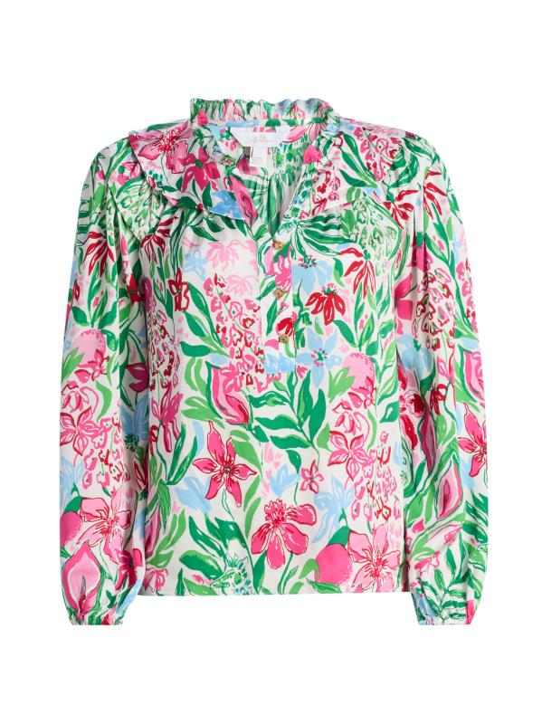 Japhia Glowing Gardens Printed Long-Sleeve Blouse