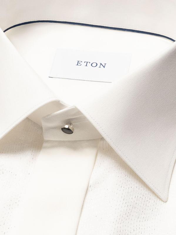 #3: قميص جاكار مخطط بمقاس ضيق - أبيض