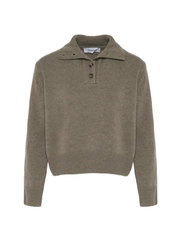 سترة بياقة مستديرة من الصوف والكشمير