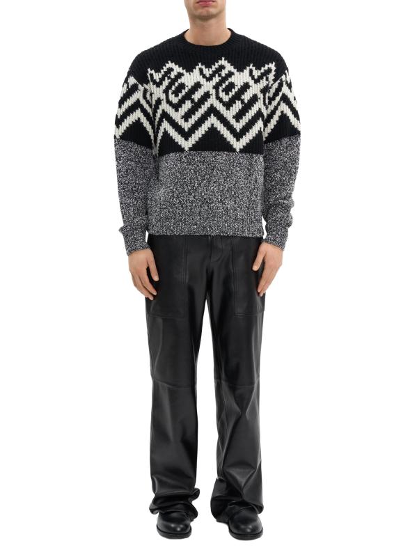 #4: سترة برقبة مستديرة مستوحاة من Fair Isle - عاجي أسود