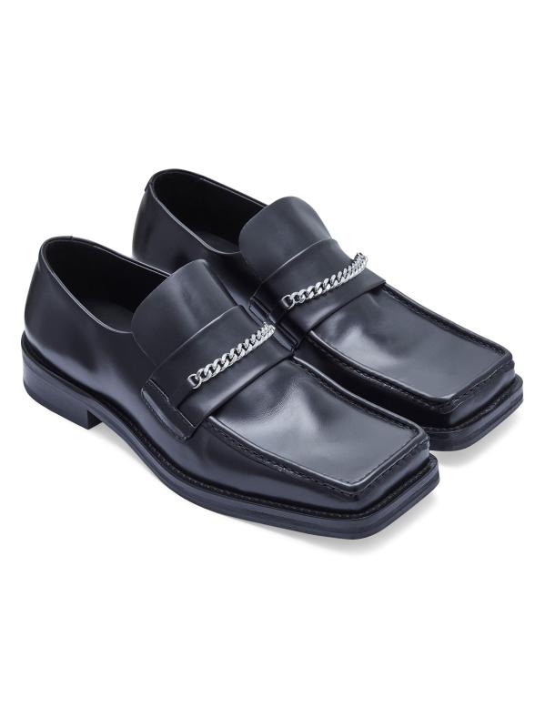 #2: حذاء لوفر من الجلد بمقدمة مربعة - أسود