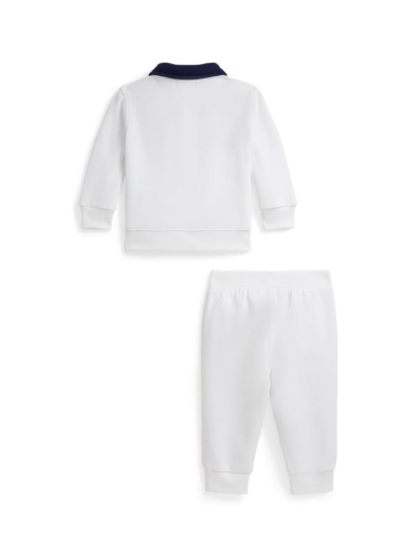 #2: طقم سويت شيرت وبنطال رياضي للأولاد الصغار بسحّاب - أبيض