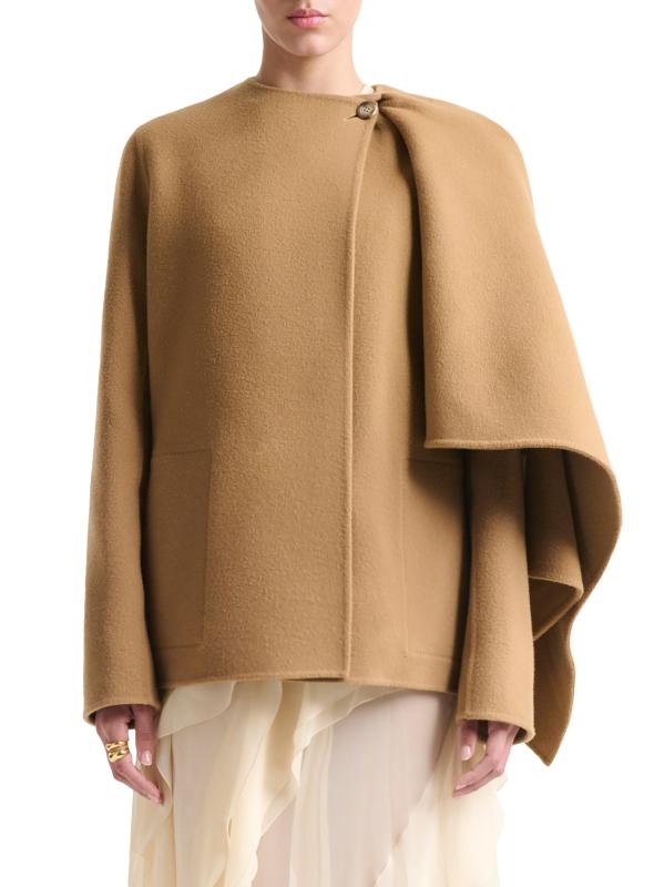 #2: معطف ملفوف من مزيج الصوف البكر الداكن - سرج