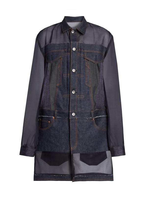大人気【sacai】サカイ デニム ミックス ドレス Sacai - デニム・ミックス・シャツドレス をオンライン購入
