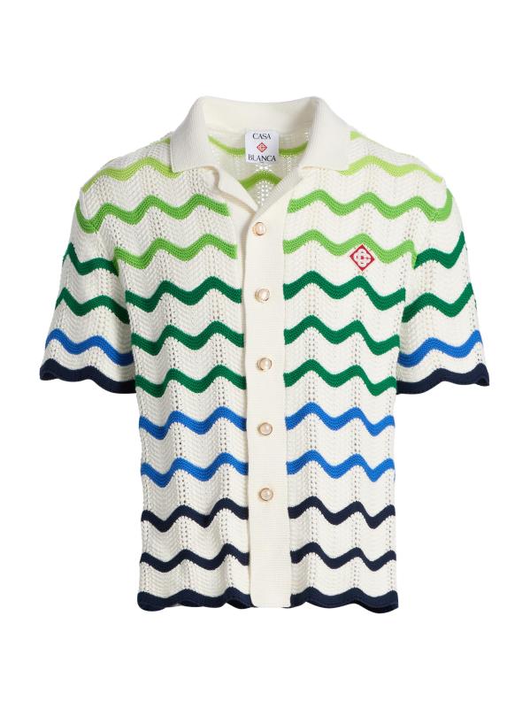 قميص Wave Knit بأزرار أمامية