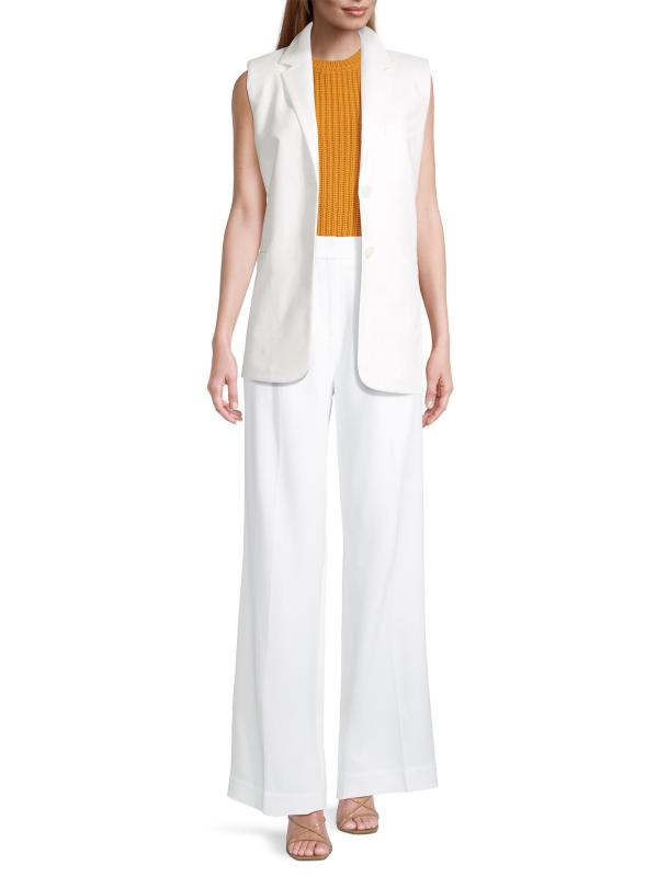 #6: بليزر بدون أكمام وحيد الصدر - أبيض