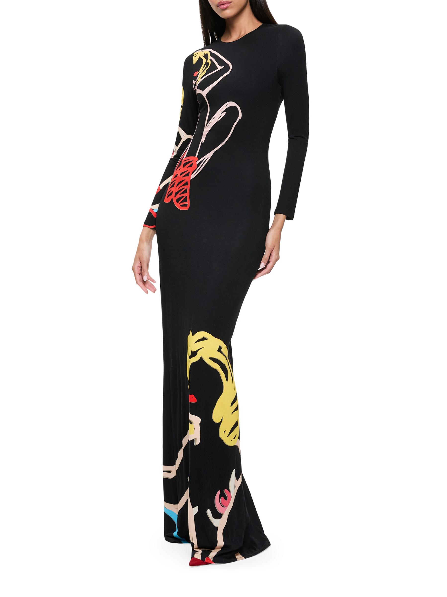 Shop Alice + Olivia - Delora Graphic Open-Back Maxi Dress