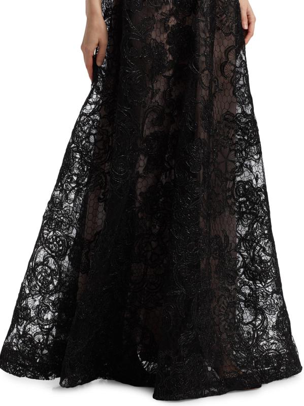 #5: فستان دانتيل مطرّز على شكل حرف A - أسود