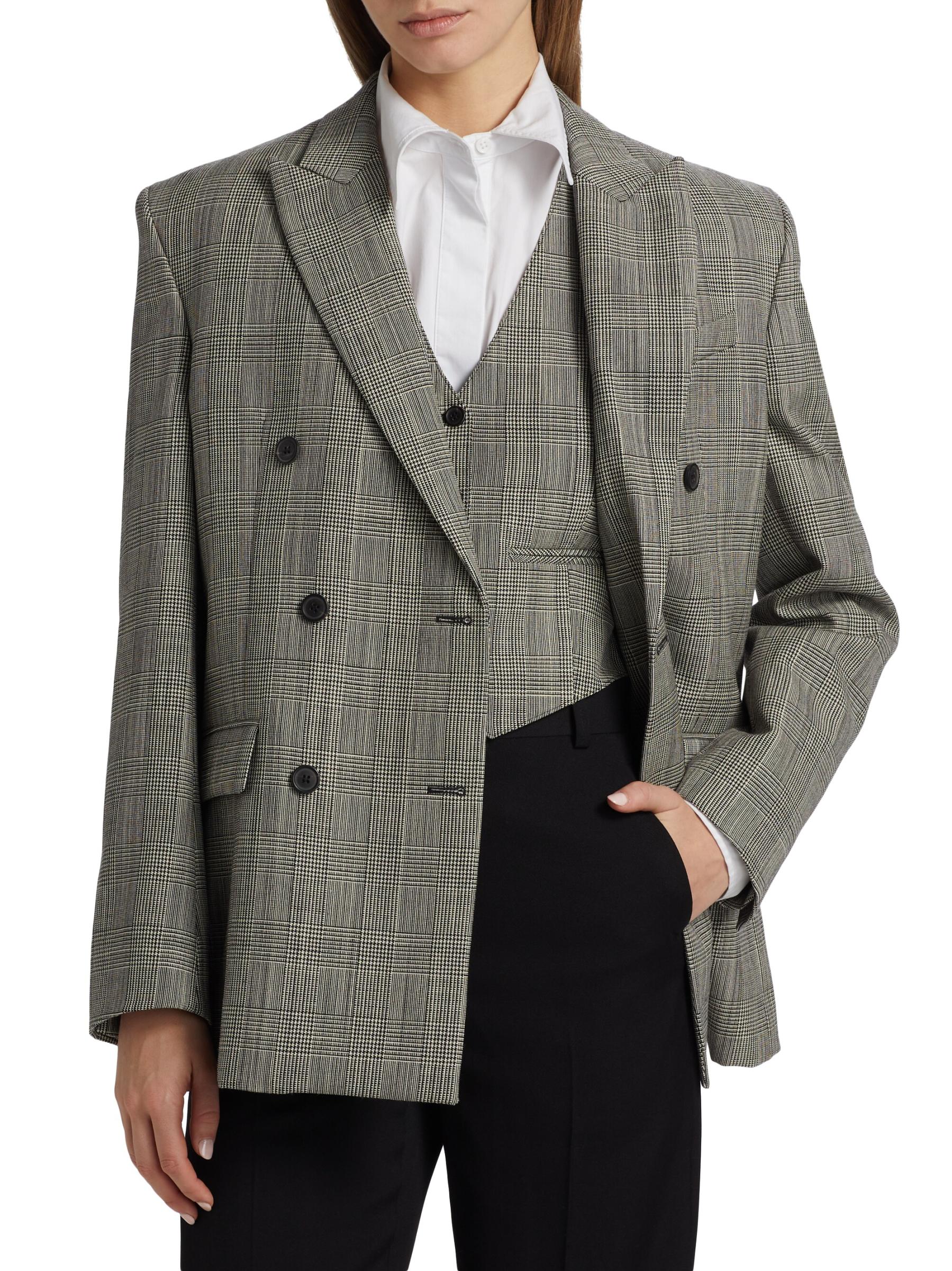 【SCENERITY】Oversize double jacket Glencheck Shop WARDROBE.NYC - Glen Check Double-Breasted Blazer | Saks
