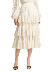 Shop Zimmermann - Lucky Embroidered Tiered Cotton Midi-Skirt