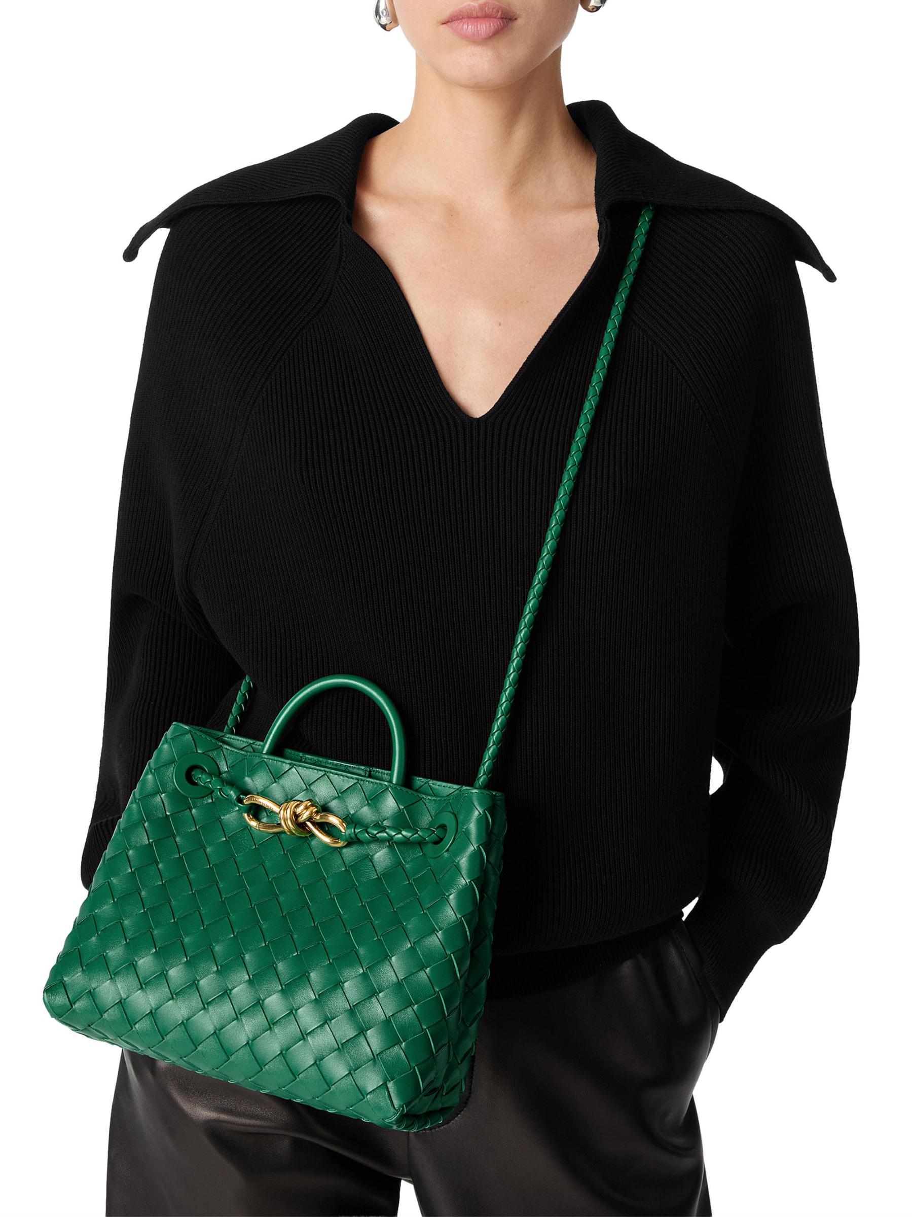 Shop Bottega Veneta - Small Andiamo Intrecciato Leather Top Handle