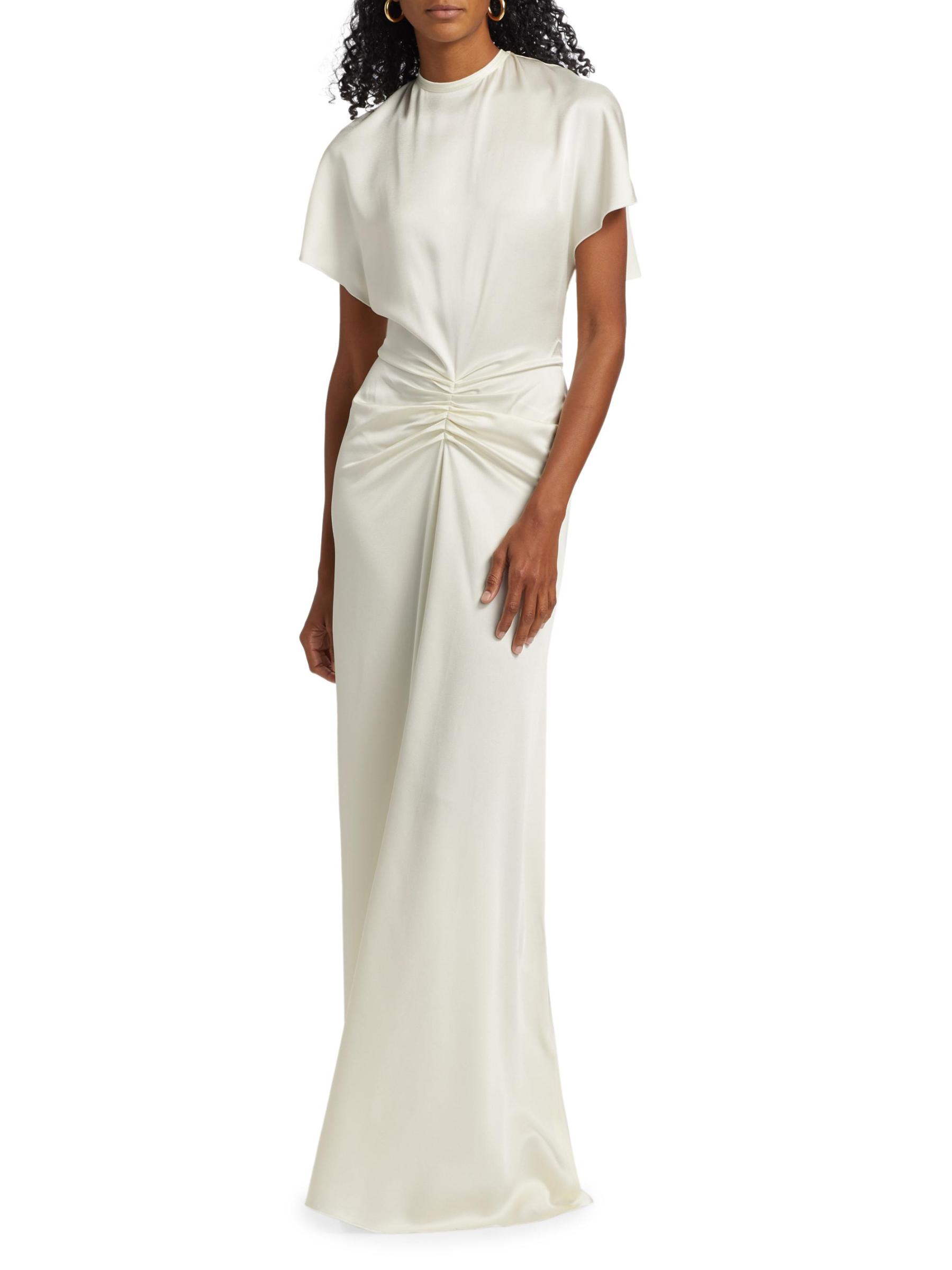 Shop Victoria Beckham - Gathered-Waist Floor Length Dress Shop Victoria Beckham - Gathered-Waist Floor Length Dress