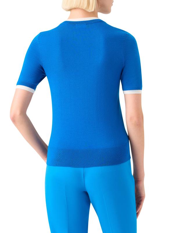 #4: سترة Trompe l
Oeil من الصوف ذات الطبقات - كريم كوبالت بلو