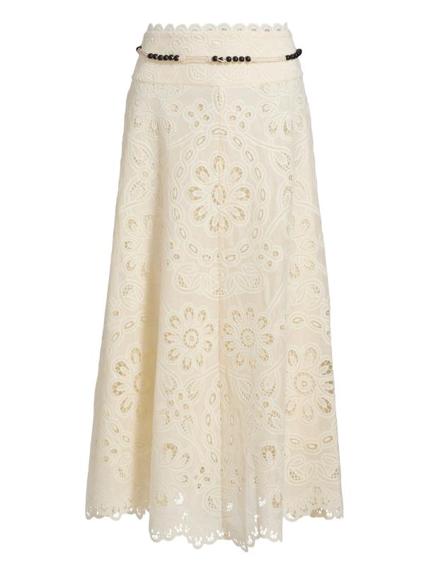 華やか★Zimmermann Cascadian Aラインリネン花柄ミディスカート 花柄 Zimmermann(ジマーマン) スカート(レディース) - 海外通販