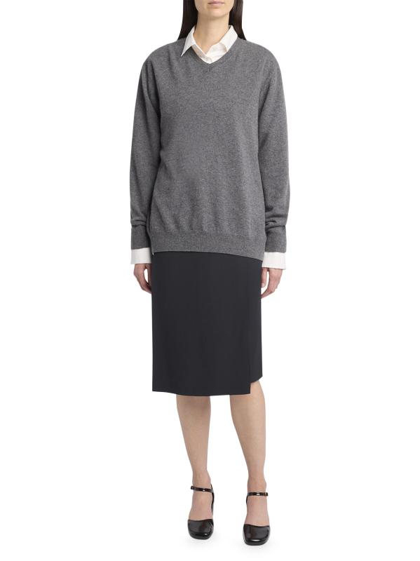 #5: سترة Ligeia من الكشمير برقبة على شكل حرف V - رمادي