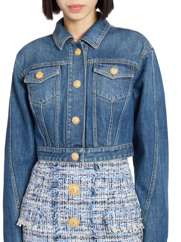 Balmain - デニムクロップジャケット をオンライン購入 | Saks