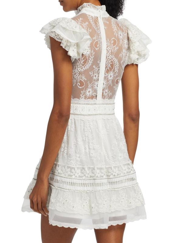 #4: فستان فيرنيتا القصير من الدانتيل المكشكش - أوف وايت