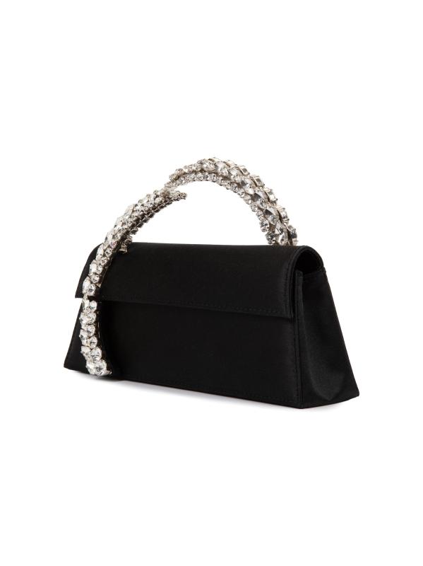 #3: حقيبة كارما من الساتان بمقبض مزخرف - أسود