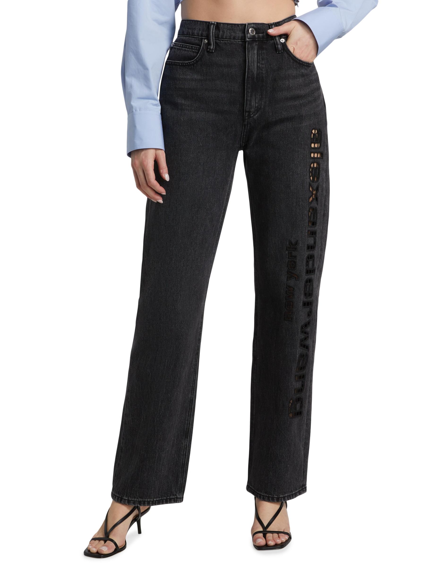 関税送料込Alexander Wang EZ logo-Embellished Jeans Alexander Wang EZ logo-embellished Jeans | Grey | FARFETCH