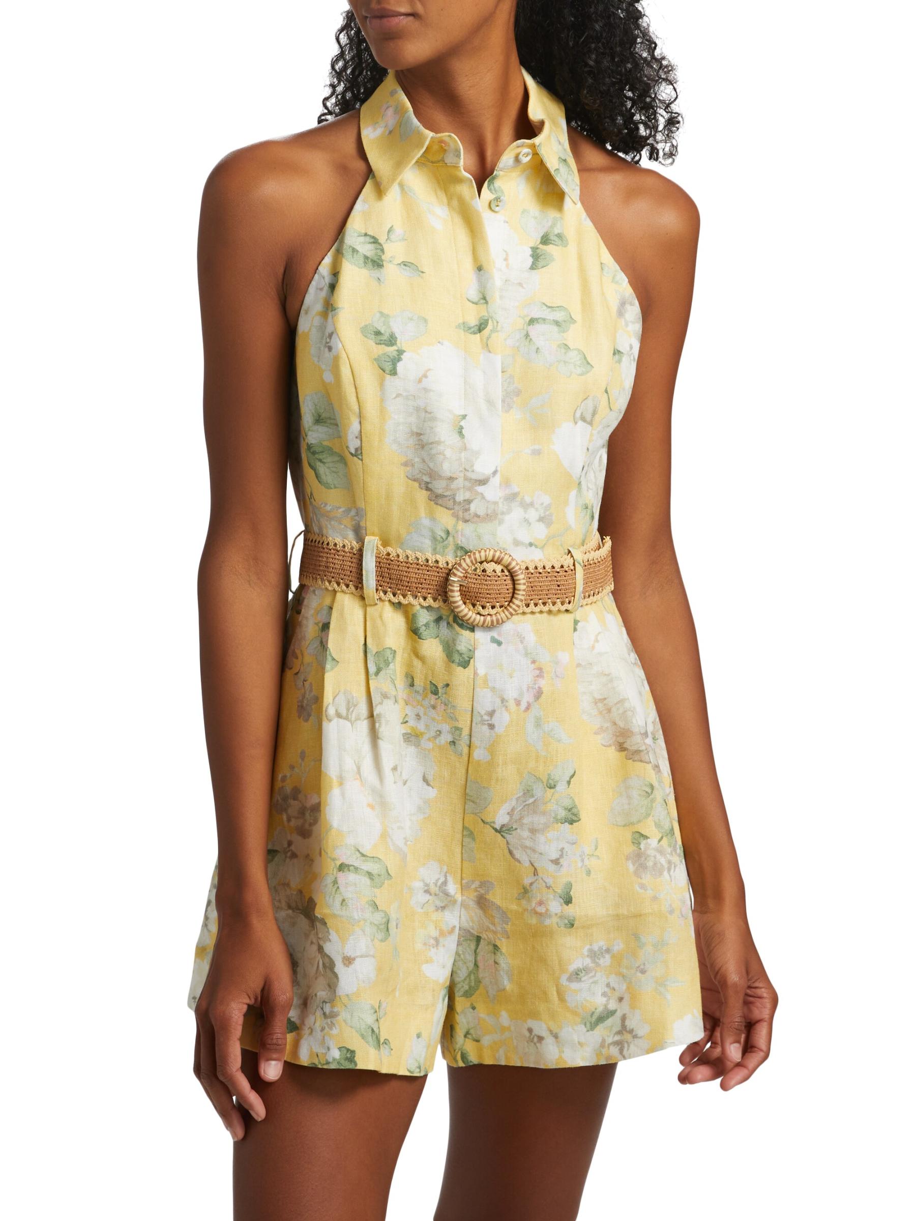Shop Zimmermann - Acacia Floral Halter Romper | Saks Fifth
