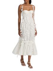 【Zimmermann】Dawning linen and silk midi dress ZIMMERMANN Dawning Linen And Silk Midi Dress in Blue | endource