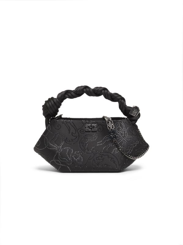 トートバッグ Ganni Bou Mini Flower Purse - Ganni - Satin - Black Black Black Satin Mini GANNI Bou Bag | GANNI US