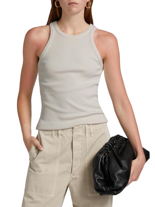 #2: تانك راين ذو رقبة عالية محبوكة - مسحوق رمادي شاحب