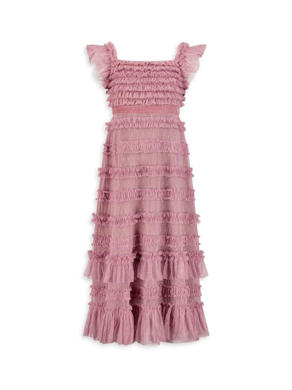 Little Girl
s 
Girl
s Ruffle Velvet-Trimmed Gown