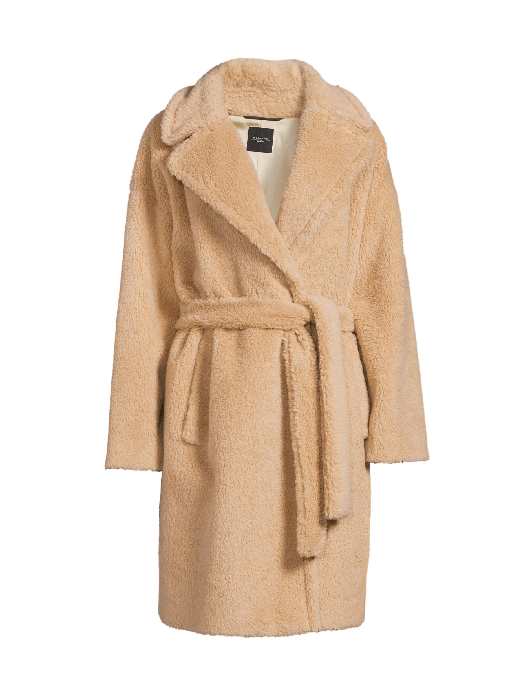 【関税&送料込】Weekend Beige Teddy Fabric Emmy Coat Shop Weekend Max Mara - Emmy Virgin-Wool-Blend Belted Coat