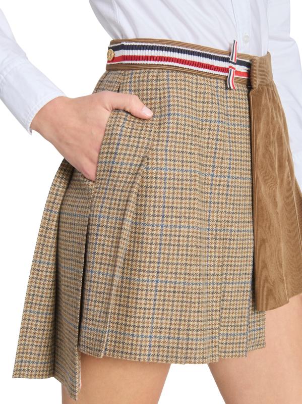 国内発 THOM BROWNE マルチカラーチェックウールミニスカート 4BAR ミニプリーツスカート | Thom Browne