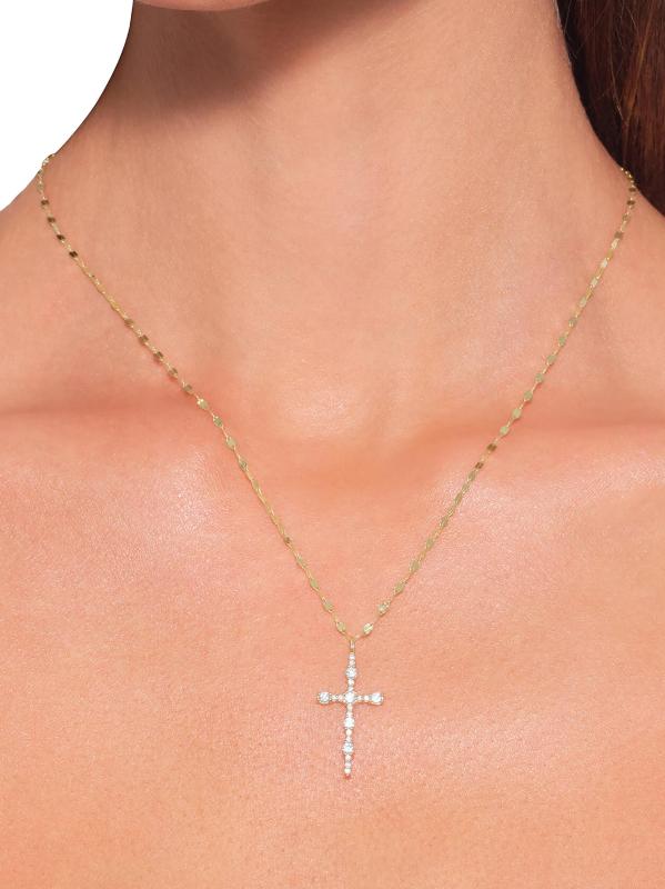 #2: قلادة إيليفايد فلوليس إيفري كروس من الذهب الأصفر عيار 14 قيراطًا والألماس عيار 0.58 TCW - أصفر + ذهبي