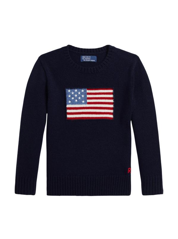 سترة الكشمير بالعلم الأمريكي للأولاد الصغار