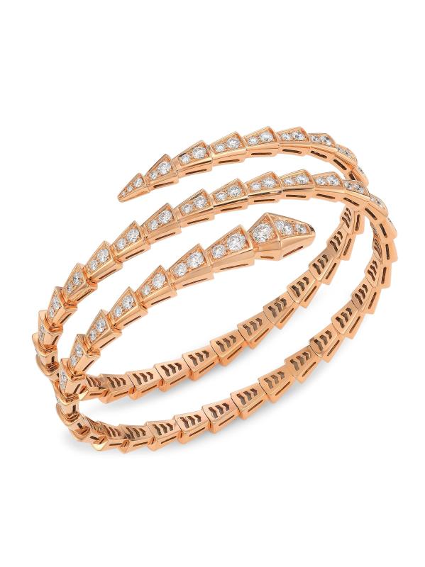 Shop BVLGARI Serpenti Viper 18K Rose Gold Diamond Bangle