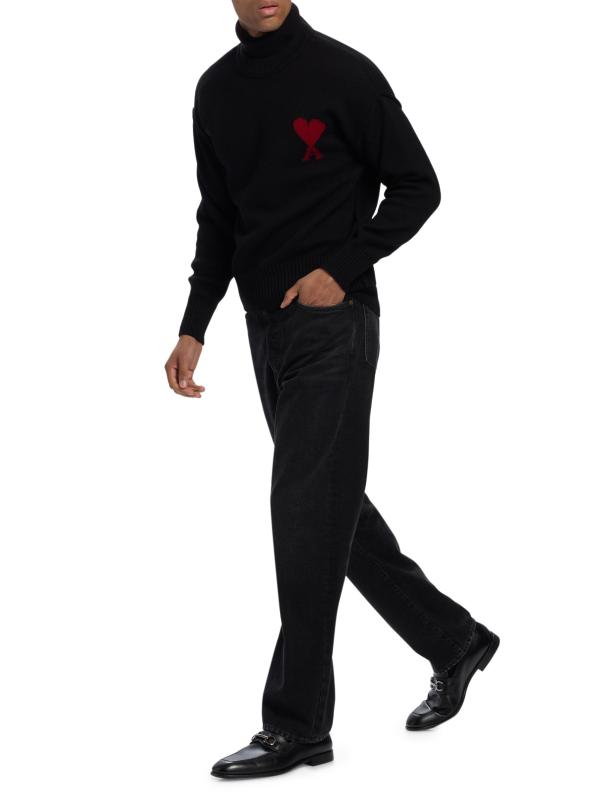 #7: سترة برقبة مستديرة من الصوف بشعار ADC - أسود + أحمر