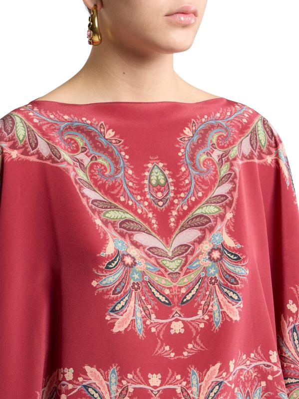 ETRO - アシンメトリー ペイズリー シルク ポンチョ を
