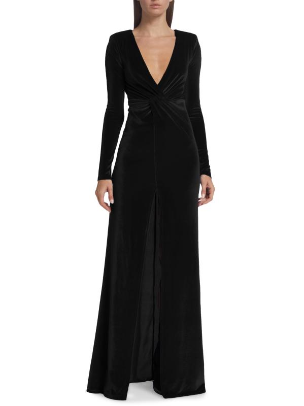 #2: فستان Misse من المخمل بأكمام طويلة - أسود