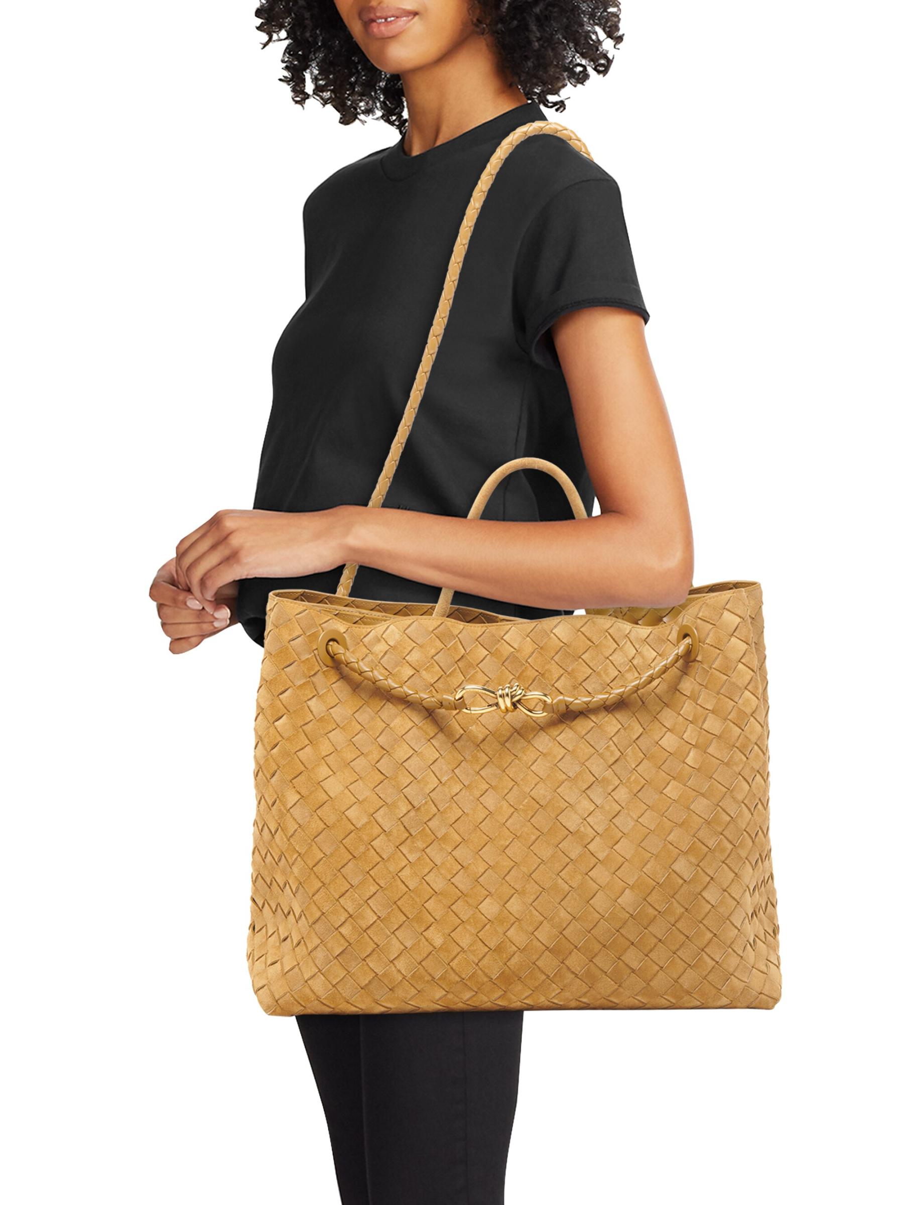Shop Bottega Veneta - Large Andiamo Intrecciato Suede Top