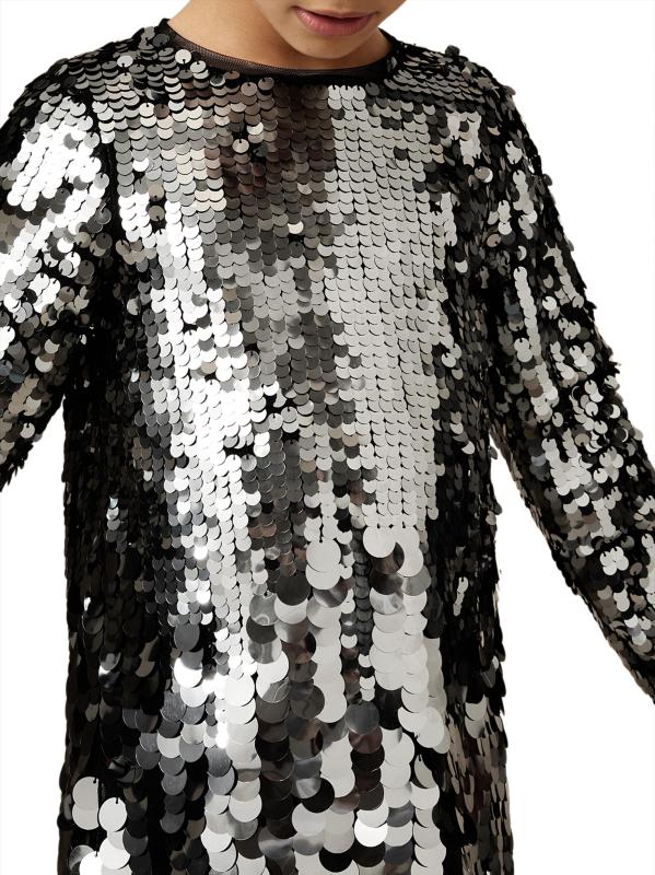 #2: فستان هاتي بنقشة الترتر للفتيات الصغيرات والفتيات بتأثير أومبري - فضة