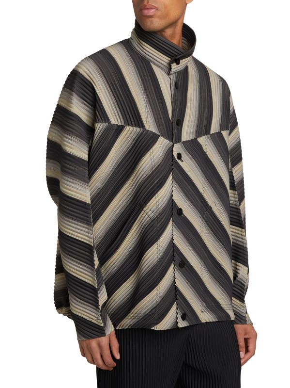 美品！HOMME PLISSÉ ISSEY MIYAKE ストライプ ジャケット ISSEY MIYAKE オムプリッセ イッセイ ミヤケHOMME PLISSE