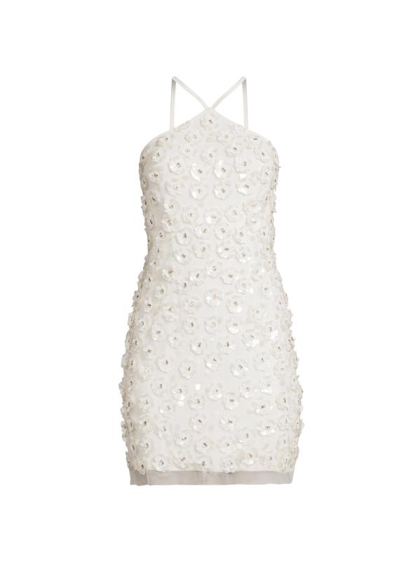 فستان قصير مزيّن بخرز مزهّر من مايف