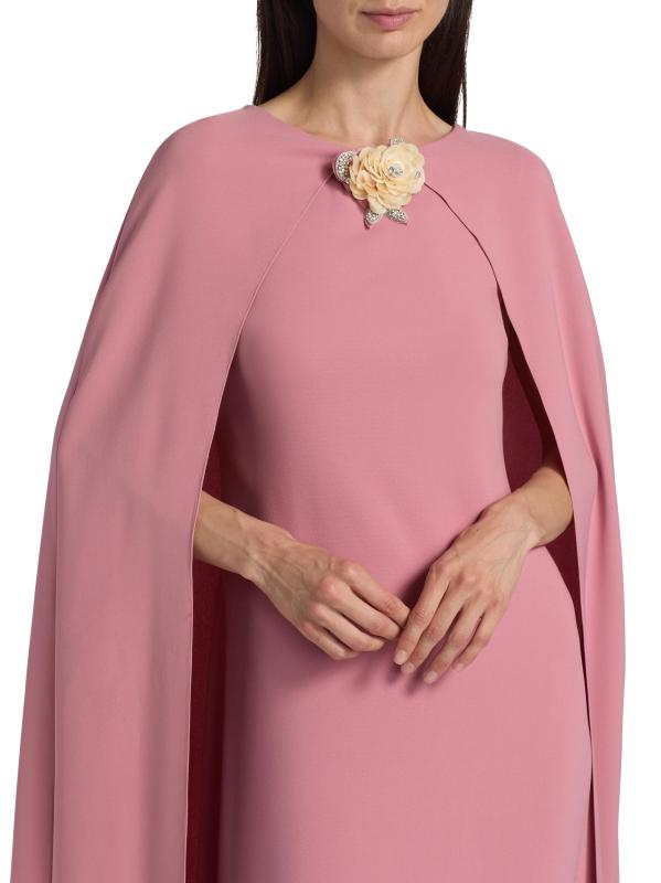 #5: قفطان مزيّن بأكمام منسدلة من مزيج الحرير - وردة عتيقة