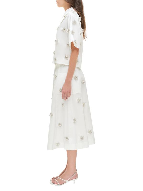 #3: قميص كوزمو كروب كامب مزيّن بالخرز - أبيض