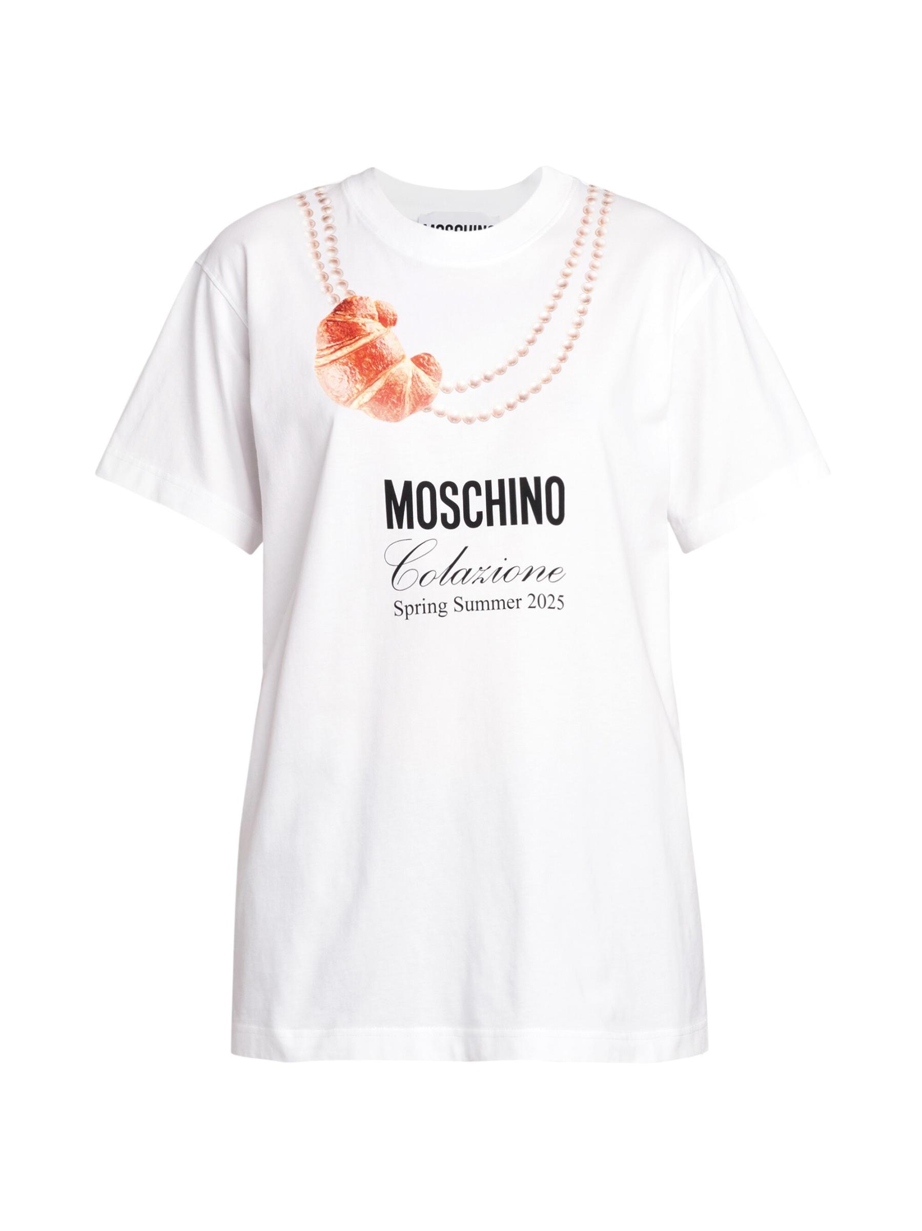 【MOSCHINO】コットン Tシャツ Moschino - クロワッサン・コットンTシャツ をオンライン購入