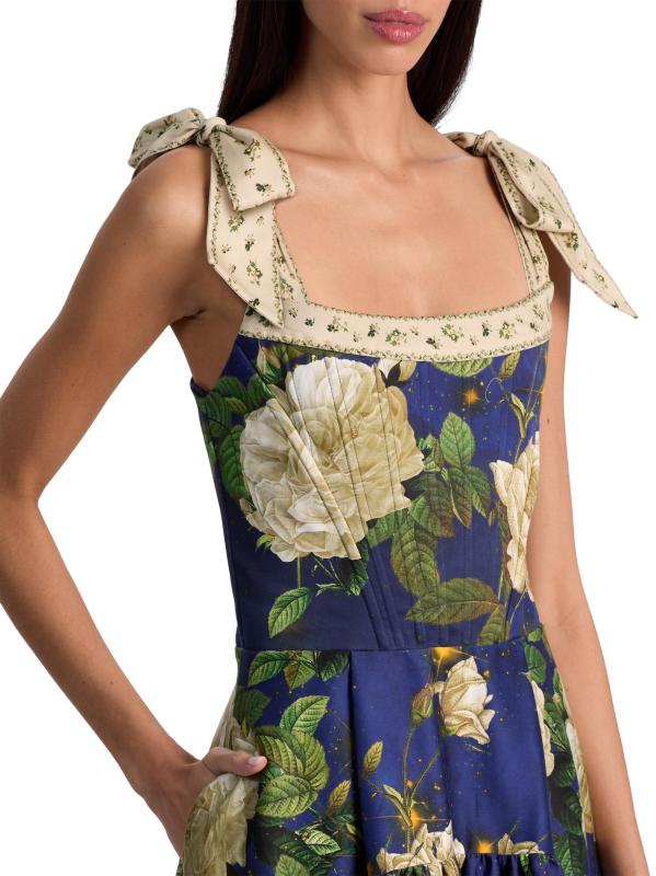 #6: فستان متوسط الطول على شكل حرف A من روزالي فلورال بوستير - توايلايت إيدن