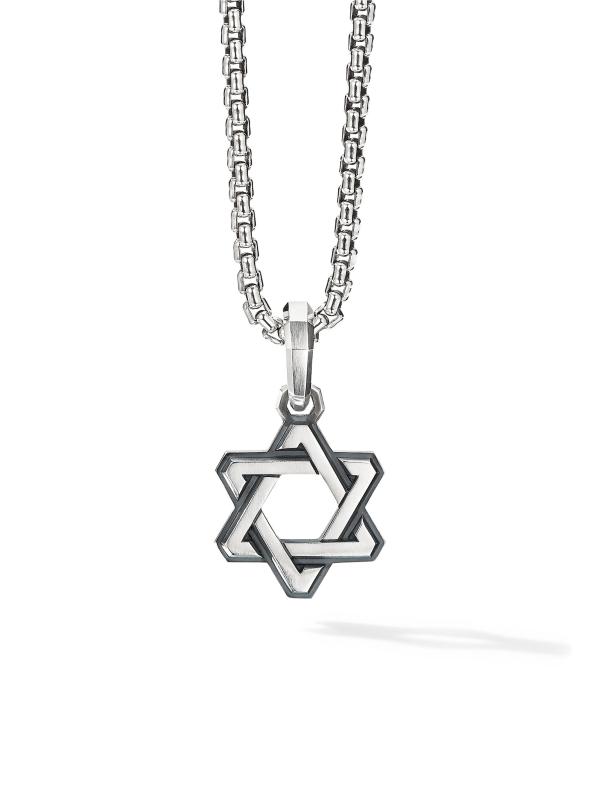Deco Star of David Sterling Silver Pendant